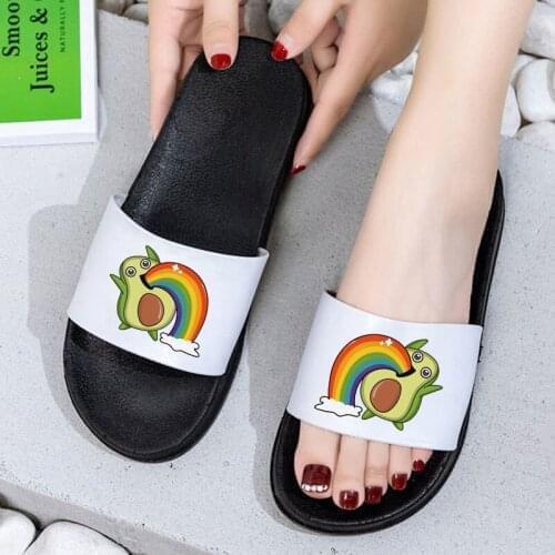 Women Sandals 2021 Cute Avocado Pattern Slipper for Woman Comfort Beach Flip Flops Shoes for Women Summer Home Slippers