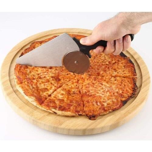 1PC Stainless Steel Pizza Cutter Double Roller Pizza Knife Cutter Pastry Pasta Dough Crimper Kitchen Pizza Tools