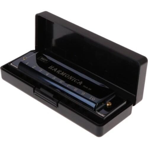 10 Holes Key of C Blues Harmonica Musical Instrument Educational Toy with Case