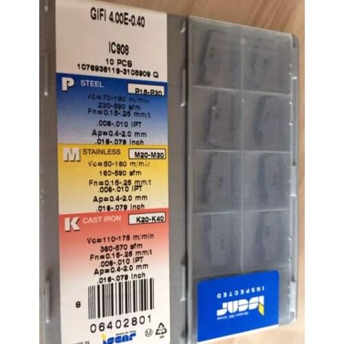 10 PCS CARBIDE INSERT GIFI 4.00E-0.40 IC908