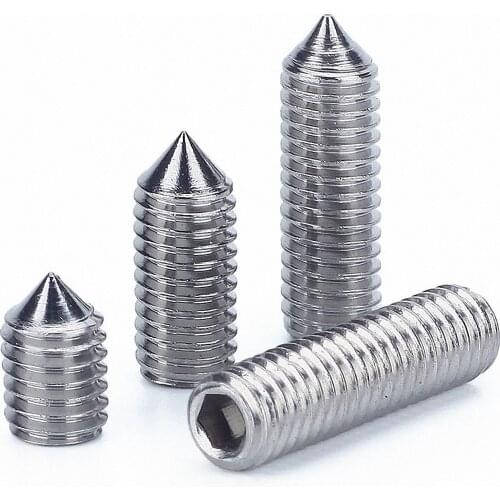 2-30pcs Hex Hexagon Socket Set Screws Cone Point Grub Screw M3 M4 M5 M6 M8 M10 A4 316 Stainless Steel Set Screw DIN914