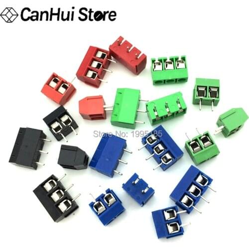 20 PCS KF301- 2P 3P screw 5.0mm terminal block 2 Pin 3 Pin pcb terminal block Connector Blue, green, red and black Selectable