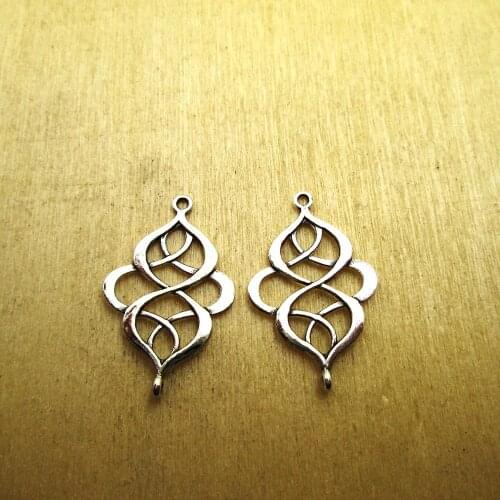 40pcs 17 x 21 mm Knot Connector Knot Charms Double Sided DIY necklace/ bracelets charms antique silver tone