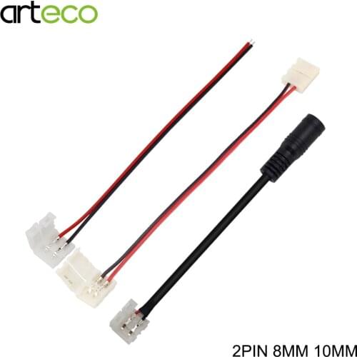 5PCS Free soldering 2PIN LED strip Connector 8mm 10mm for single color LED strip 5050 5630 5730 2PIN LED Connector DC Connector