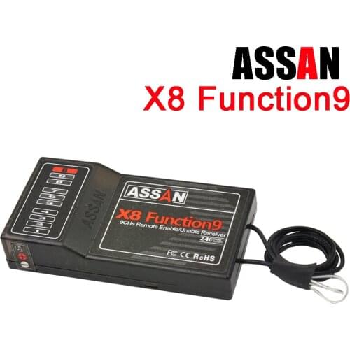 Assan X8 Function9 9-Channel 2.4GHz Receiver (Long Antenna) for Rc Trucks Excavators Shovel Loaders