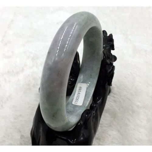 Free shipping 02155 Certified Grade A Natural Lavender Green Jadeite Bangle Bracelet