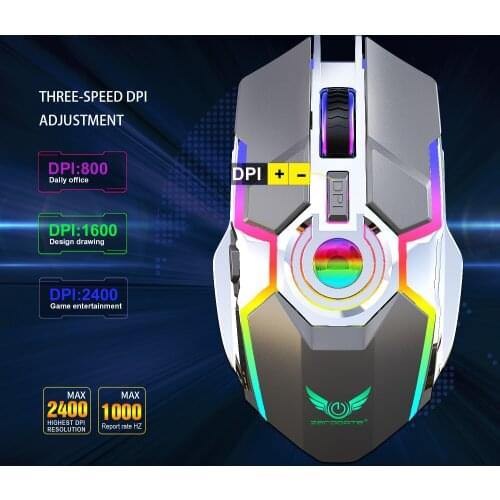 New 2.4G Wireless Rechargeable Mouse RGB Glowing Mouse Ergonomic 2400DPI Wireless Gaming Mouse For PC Laptop