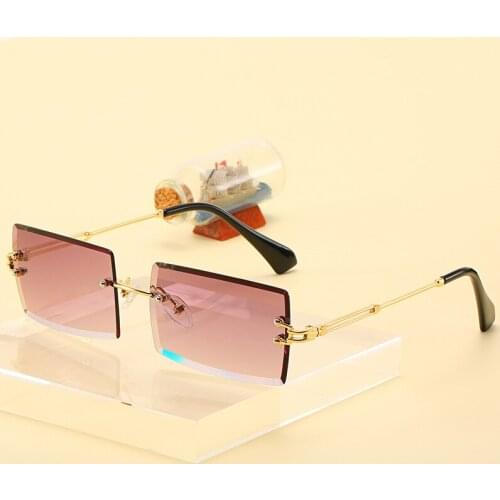 Rimless Cut Edge Sunglasses Mens Sunglasses Women Metal Stylish Eyewear Square Street Shades New Designer Sunglass Party Gift