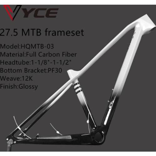 VYCE Bright black grad grey full Carbon MTB Bike Frame Disc Brake 27.5 UD glossy Frameset Bicycle 31.6mm 135xQR 142x12mm