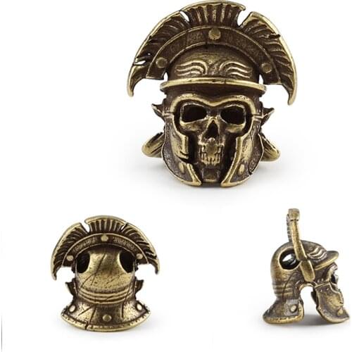 DIY Helmet Skull Knife Beads Pendant Vintage Brass Outdoor Tools Skull Paracord Beads