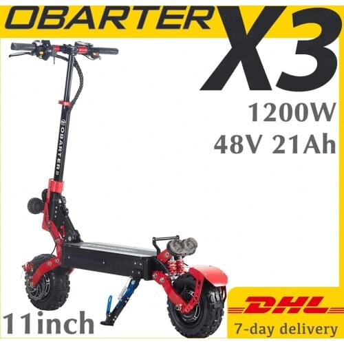 OBARTER X3 Electric Scooter 48V 2400W 11 Inch Tire Folding Electric Scooter 70KM/H Dual Motor Electric Motorcycle EU Warehouse