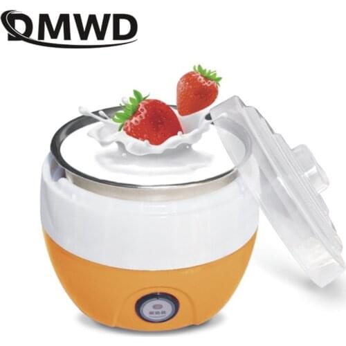 DMWD Electric Yogurt Maker Yoghurt DIY Tool Kitchen Appliances Automatic Liner Material Stainless Steel Yogurt Maker 1L EU US