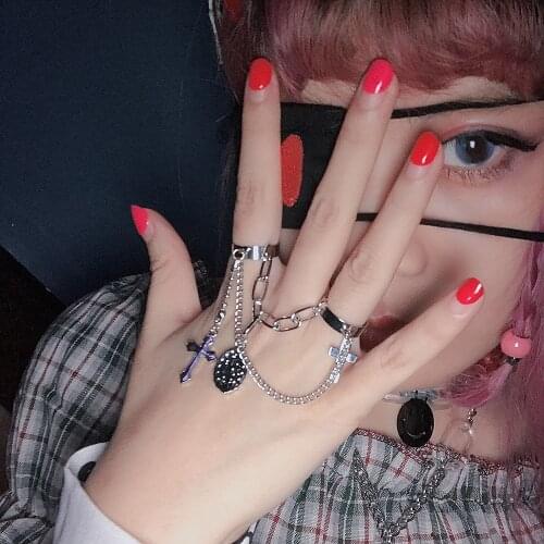 2020 New Punk Creative Cross Chain Adjustable Joint Fashion Ring Korean Fashion Ring Jewelry Party Gift