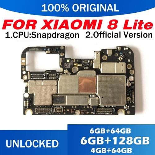 128GB 64GB For Xiaomi 8 Lite Motherboard Mainboard Logic Board Original Work Well Unlocked Main Circuits Board