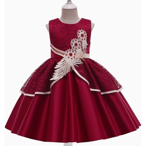 Flower Decal Girls Princess Dresses Children Wedding Birthday Party Kids Dress for Girl Pageant Bridesmaid Gown Clothes 8 10Y