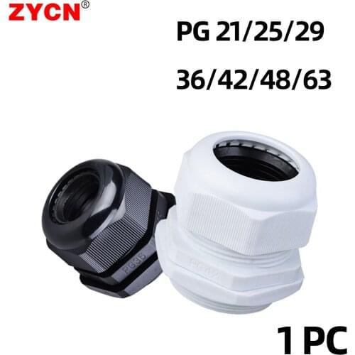 1pc Nylon Cable Gland Waterproof Connector PG21 29 PG36 PG42 PG63 Entry Fixed Wire IP68 Plastic White Black Large Multiple Size