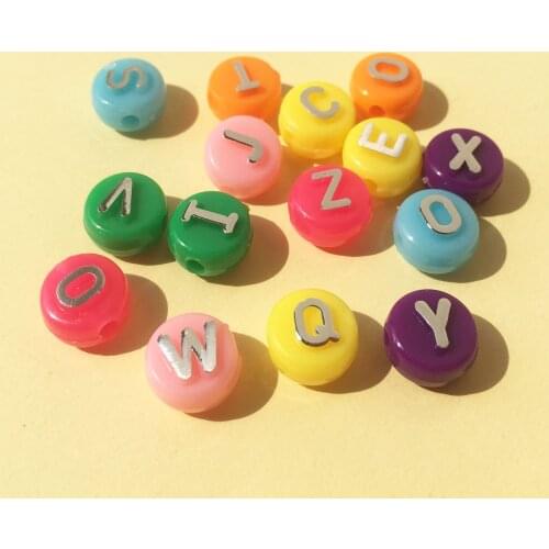Newest Mixed Neon Colors 6*10mm Flat Coin Round Shape Acrylic Letter Beads 1600pcs Plastic Alphabet Jewelry DIY Necklace Beading