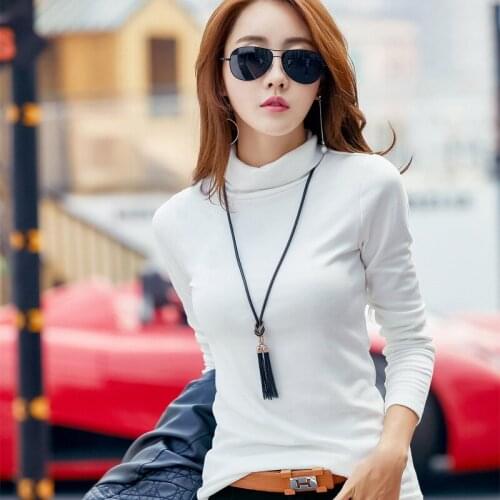 New winter turtleneck render unlined upper garment female pure color long sleeve big yards women Slim Fit Tshirt lady T-shirt