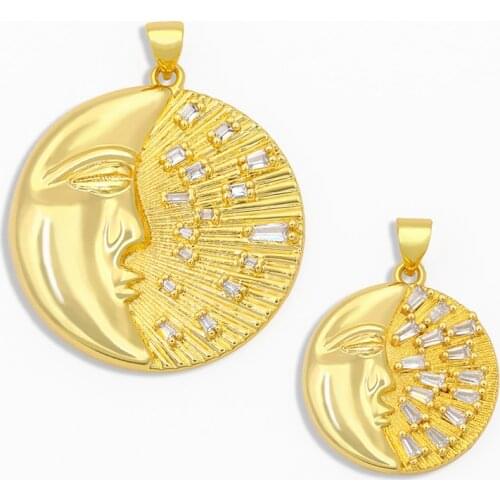 OCESRIO DIY Gold Moon Pendant Polished Round Necklace Pendant Supplies For Handmade Jewelry Making Accessories pdta106