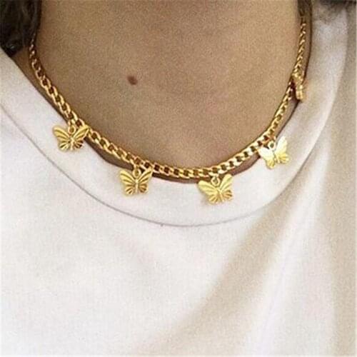 Butterfly Choker Necklace Vintage Metal Clavicle Chain Butterfly Short Necklace Sexy Clavicle Necklace Women Girls Jewellery