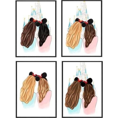 Best Friends Poster Print Beautiful Cartoon Gift for Your Friend Canvas Art Painting HD Picture Wall Decoration Home Decor