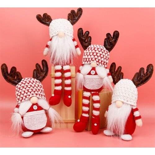 Faceless Gnome Plush Doll Christmas Decoration Funny Standing Elf Doll Pendant Elk Horn Home Office Desk Ornaments Xmas Gift New