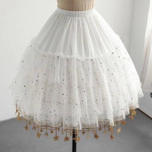 Japanese Lunar Star River Lolita Elastic Waist Adjustable Fishbone Support Violent Carmen Mid-length Petticoat