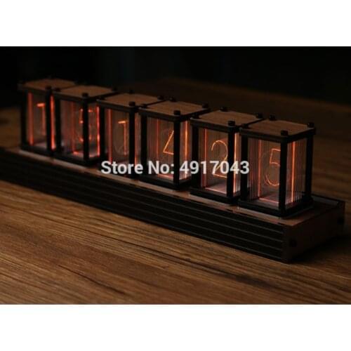 RGB pseudo-glow tube clock DIY kit LED desktop creative decoration boyfriend gift black walnut shell high-end classical