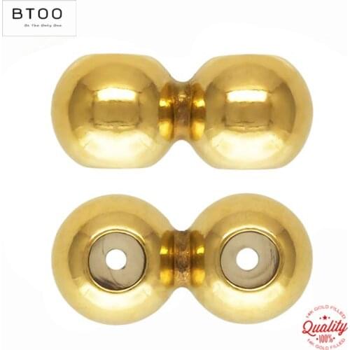 Real 14K Gold Filled 2 Row Spacer Bead with Silicone Insert 3MM/4MM Gold Beads for Jewelry Making Handmde DIY Accessories