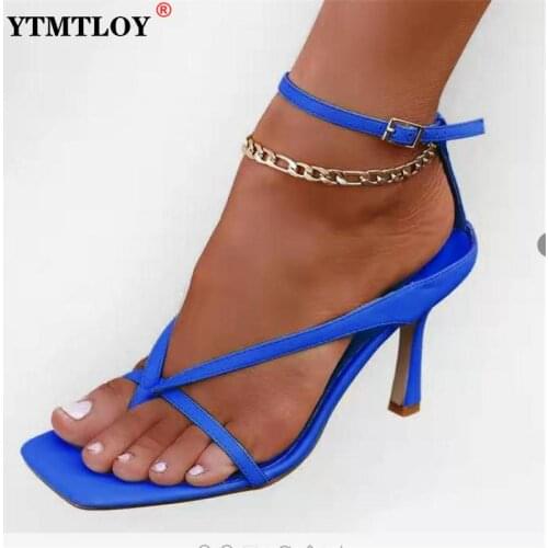 Ankle Strap Women Sandals Summer Fashion Brand Thin High Heels Gladiator Sandal Shoes Narrow Band Party Dress Pump Peep Toe