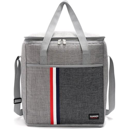 SANNE 27L Large-Capacity Waterproof Oxford Cloth Ice Bag Insulated Lunch Box Thermal Cooler Bag Classic Solid Color