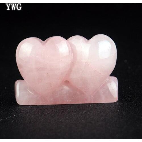 Heart To Heart Rose Quartz Natural Crystal Chakra Healing Reiki Stone Carved Pink Sweet love Heart Valentines Day Lovers Present