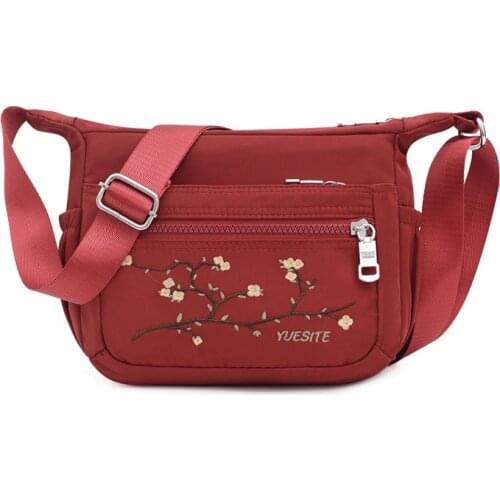 Embroidery Flowers Female Messenger Bags Crossbody Bags for Women Oxford Shoulder Bag Ladies Sac A Main Designer Bag for Girls