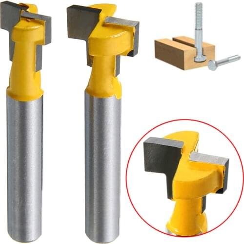 2pcs 1/4" Shank T-Slot Router Bits 3/8" & 1/2" Carbide Blade Woodworking Cutter Mayitr For Power Tools
