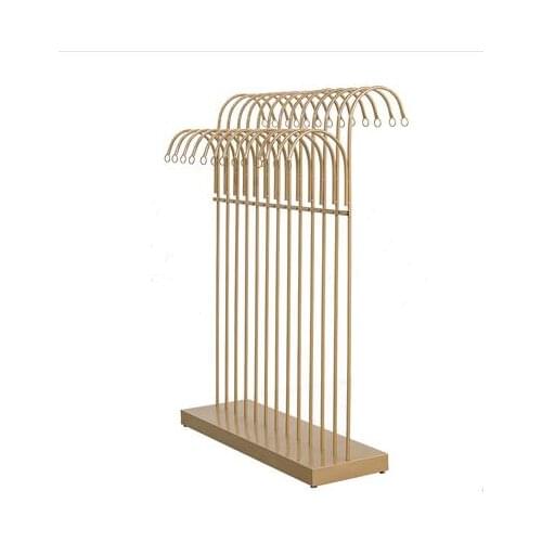 Iron clothing store rack display stand parallel bars in the island clothing shelves floor rack womens clothing store clothes