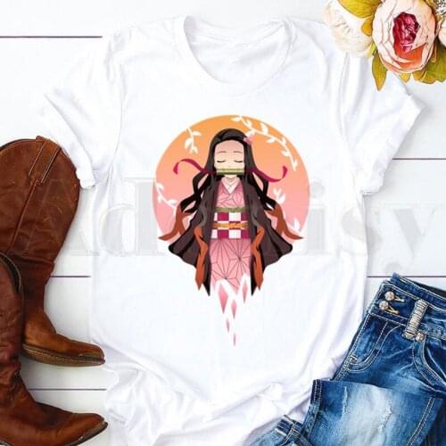 Demon Slayer Kimetsu No Yaiba Graphic Harajuku Womens T-shirt Short Sleeve Female Tops Tees Harajuku Vogue VintageT Shirts