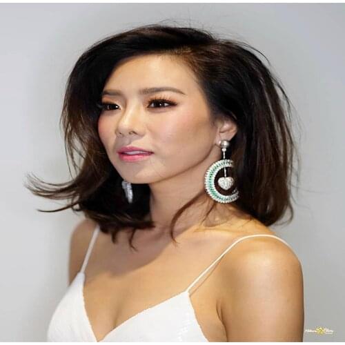 Baroque Women Chunky Earring Hiphop Crystal Heart Earrings for Women Hyperbole Jewelry Heart Pendant Brincos Wedding Bijoux 2019