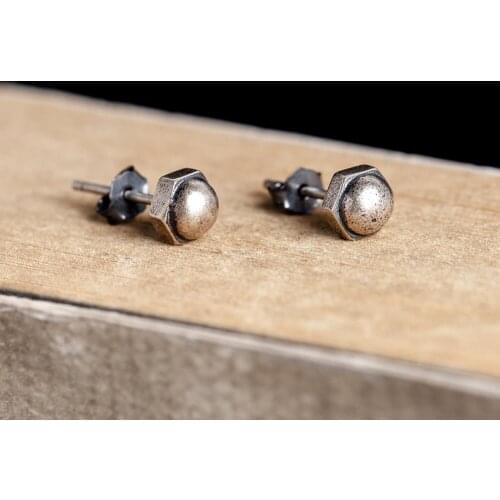 Screw Stud Earrings Punk Styles Geometric 925 Sterling Silver Stud Earrings For Women Girls Jewelry Original Design Earrings