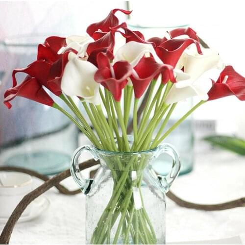 1Pcs Mini Artificial Flowers Calla Lily Real Touch Bridal Bouquet High Quality Fake Flower Wedding Home Table Decoration Autumn
