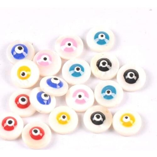 10pcs Devils eye Natural Shell Loose Beads Color Mother of Pearl Oblate bead for jewelry making DIY TRS0361