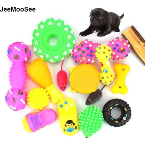 10PCS Random Pet Dog Toy Puppy Cat Vinyl Ball Dog Squeaky Toy Quack Chew Sound Play Fetching Funny Toy For Small Dog