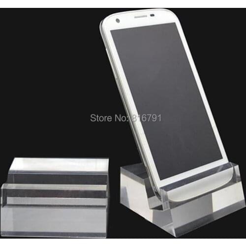 20pcs Vertical Clear Mobile Phone Display Holders Cellphone Acrylic Stand Smartphone Display Racks Free Express Shipping