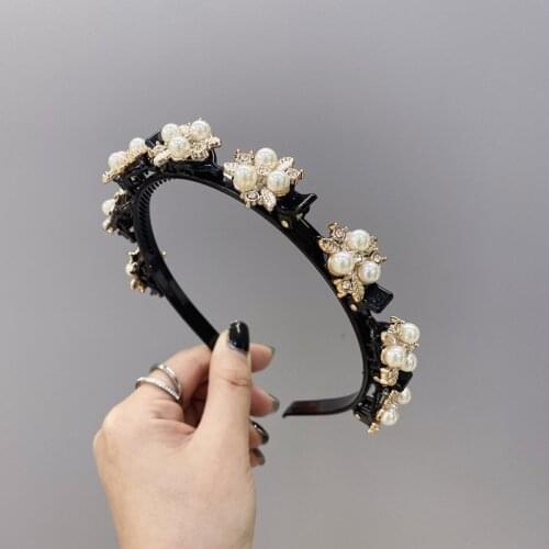 2021 Vintage Pearl Rhinestone Bezel Hairbands Women Headband Girls Hair Accessories Diadema Opaski Do Włosów Bandeau Haarband