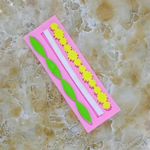 3D Pearl Lace Flower Bead Chain Silicone Fondant Mould Cake Decorating Baking Molds Fondant Sugarcrft Paste Pastry Tools