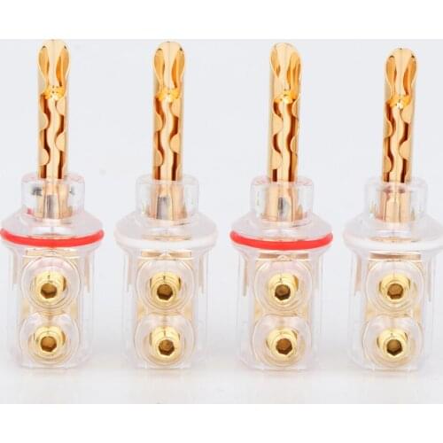 4pcs/pack 4mm Gold plated BFA banana Transparent Cover Audio Banana Plug for speaker cable without Box