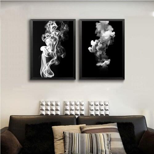 Abstract Creative Flow Smoke Canvas Painting posters and print Unique Minimalist Art Wall black Pictures for Living Room Bedroom