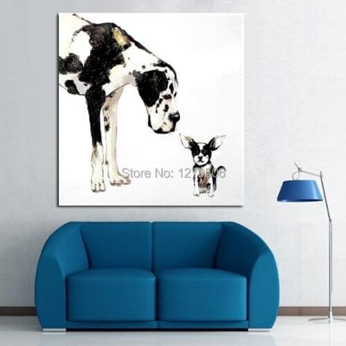 Handmade Abstract Wall Art Modern Mommy And Doggy Abstract Decor Lovely Animal Oil Painting On Canvas For Living Room Decor