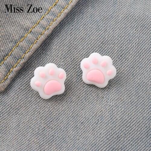 Dog Paw Pin Plastic Clay Pink Cat Kitten Puppy Footprint Brooch Lapel Pin Badges Animal Jewelry Gift for Pet Lover