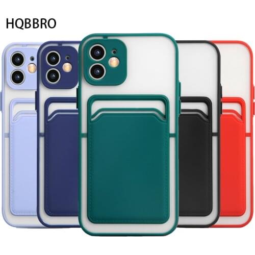 Skin Feel Card Wallet Case For iPhone 11 12 Pro Max Mini Cover XR X XS Max 7 8 6 6S Plus Se Lens Protection Card Bag Coque Funda