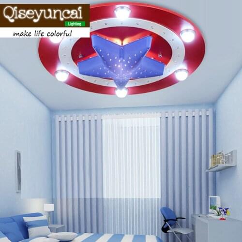 Qiseyuncai Kids Room Captain America Ceiling Lights Child Bedroom Cartoon 6LED*3W&24LED*0.3W for Living Room Lighting